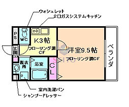 アネックス桜の町C 1Kの間取図画像