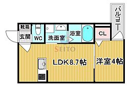(仮称)F asecia Vivre(ビブレ) 1LDKの間取図画像