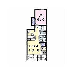 ボヌール・シュプレーム　Ｅ 1階1LDKの間取り