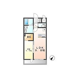 クラシアコリーナ 2階1LDKの間取り