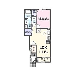 カレントヴィラVII　B 1階1LDKの間取り