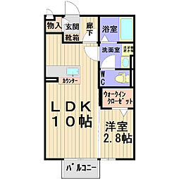 サニープレイス　B 2階1LDKの間取り
