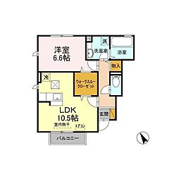 アムール 1LDKの間取図画像