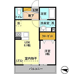 SKカンビアーレ 1LDKの間取図画像
