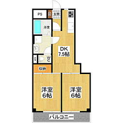 アーク・エフォール桜町 2DKの間取図画像