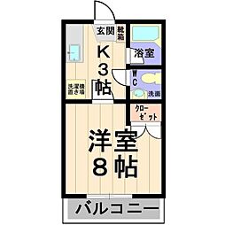 ボヌール春日 1Kの間取図画像
