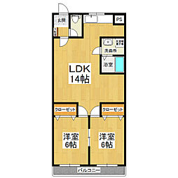 飯村不動産第3ビル 2LDKの間取図画像