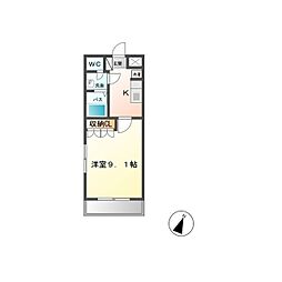 パークヒルズ2 1Kの間取図画像