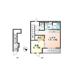 雫VII 2階1LDKの間取り