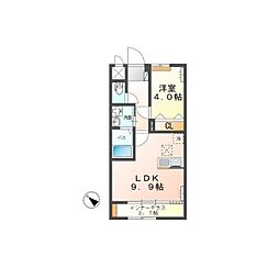 グラティテュード・Ｋ 1階1LDKの間取り