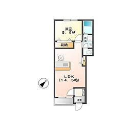 つくばエクスプレス つくば駅 4.9kmの賃貸アパート 1階1LDKの間取り