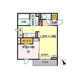 Serenvita　west 1階1LDKの間取り