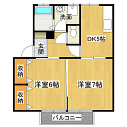 アメニティハイム 2DKの間取図画像