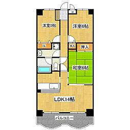 センチュリー時計台1 3LDKの間取図画像