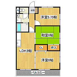 ルンビーニ梅園 3LDKの間取図画像