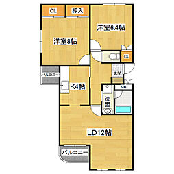 ヴィルフランシュ 2階2LDKの間取り
