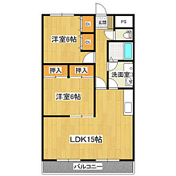 マンション　タイラ 3階2LDKの間取り