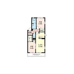 サンベルデ（C・D棟） 2階2LDKの間取り