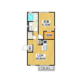 メゾン・ド・グラースＩ 2階1LDKの間取り