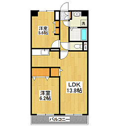 ルミエールアルシェ 5階2LDKの間取り