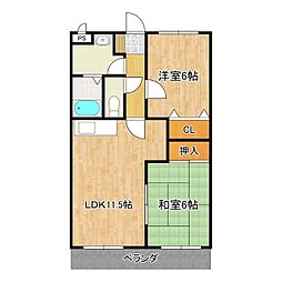 フローラ・モリ 2LDKの間取図画像