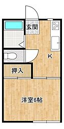 第2サンハウス 1Kの間取図画像