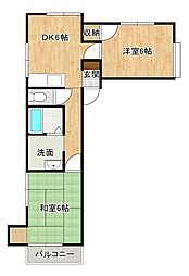 サンfハウス 2DKの間取図画像