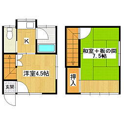 中村アパート 2階2Kの間取り