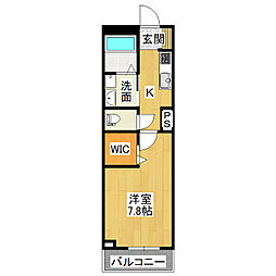 アンビハウスよしわら 1階1Kの間取り
