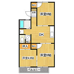AKコーポA 3DKの間取図画像