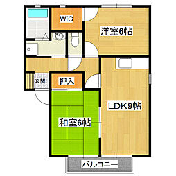 パーシモン・ヴィレッジ 2階2LDKの間取り