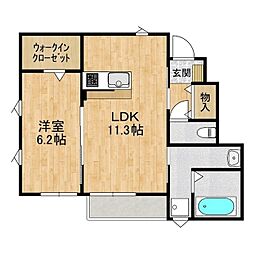 朝日レジデンス荒川本郷D 1階1LDKの間取り