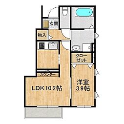 朝日レジデンス荒川本郷B 1階1LDKの間取り