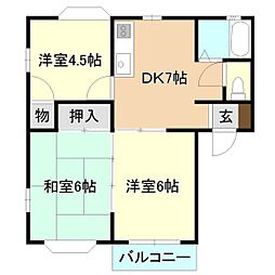 サニータウンA 3DKの間取図画像