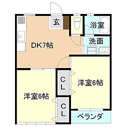 セゾンナオイ 2DKの間取図画像