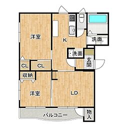 リブマンション 2LDKの間取図画像