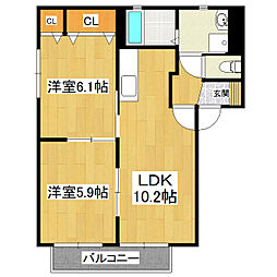 カーサブルーノC 2LDKの間取図画像