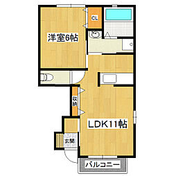 朝日ヴィラ本郷B 1LDKの間取図画像