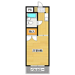 アルマンドヒル 1Kの間取図画像