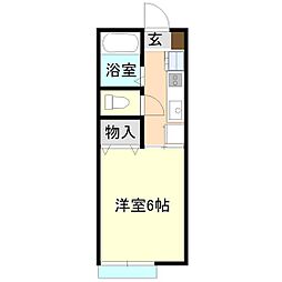 ルミエールA棟 1Kの間取図画像
