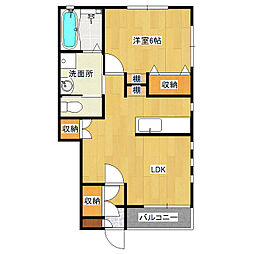 メゾンKMY2 1LDKの間取図画像
