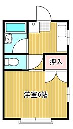 プリミエール1号館 1Kの間取図画像
