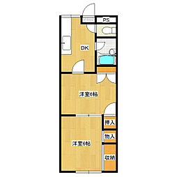 フジハイツ 2DKの間取図画像