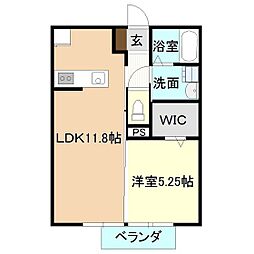 フレンドリーコート松ヶ丘 1LDKの間取図画像