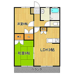 グリーンヒルズ久保台A棟 2LDKの間取図画像
