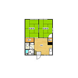 メープルハウス 2階2DKの間取り