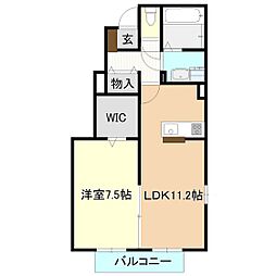 グランドステージ久保台 1階1LDKの間取り