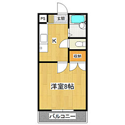 シャロームＩ 1階1Kの間取り