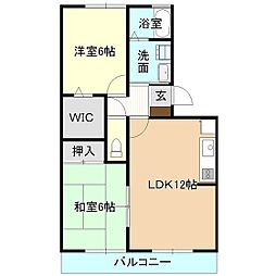 ハイツメルベーユ 2LDKの間取図画像
