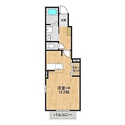 ヴィラ・フィオーレ 1階ワンルームの間取り